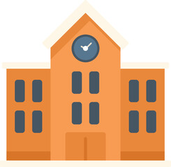 Sticker - School building icon flat vector. Exam test. Paper check isolated