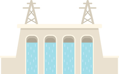 Poster - Water plant icon flat vector. Electric turbine. Station electric isolated