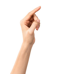 Wall Mural - hand pointing at screen on background. png format file.