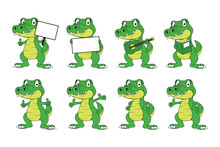 Cute Crocodile Animal Cartoon Illustration