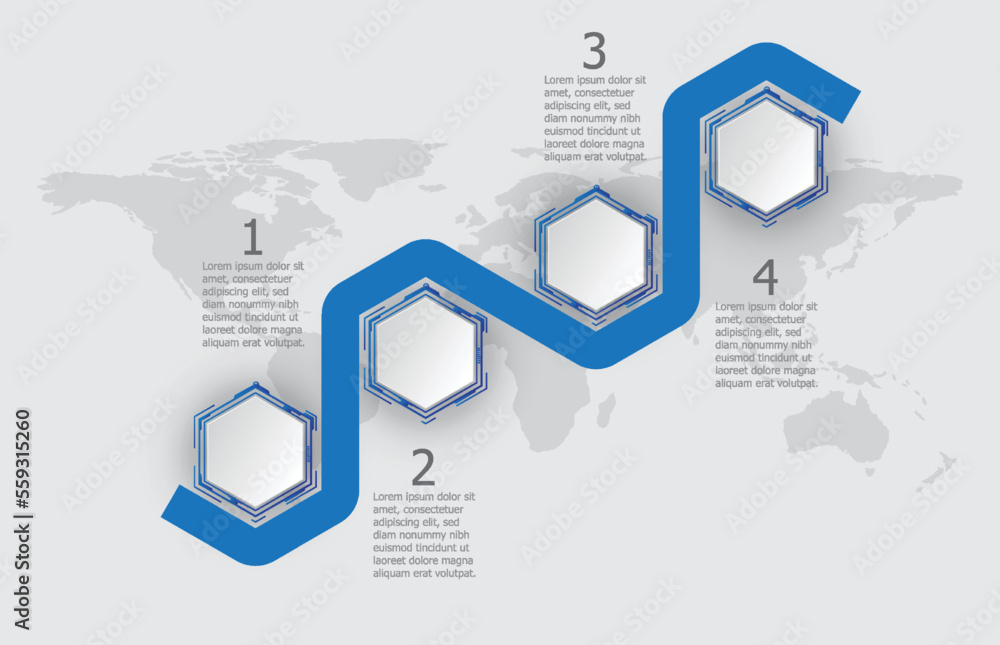 Infographic white template of hexagon hud ui display timeline topic ...