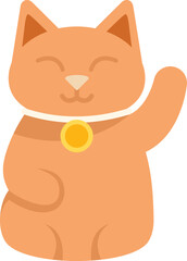 Wall Mural - Japan lucky cat icon flat vector. Neko maneki. Fortune luck isolated