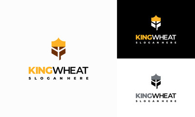 King Wheat Logo designs concept vector, Royal Grain Wheat logo template