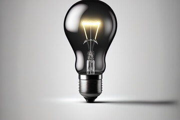 Sticker - Simple light bulb in realistic image, isolated on white backdrop. Generative AI