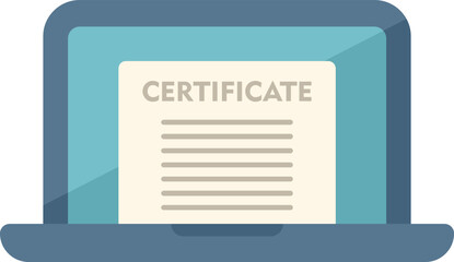 Sticker - Online certificate icon flat vector. Degree education. School study isolated