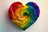 Fototapeta Zwierzęta - Celebrate pride with this beautiful heart-shaped rose featuring the colors of the LGBTQI community. Concept of  love, Valentines Day, Freedom to Marry Day, gay wedding celebration, generative ai