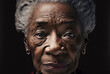 © Haydiddle - Portrait of mature black woman with wrinkles on her face and gray hair. generative AI