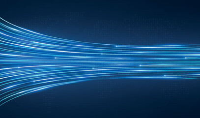 Wall Mural - high speed moving blue stripes with glow, wireless data lines, high speed internet. dynamic movement