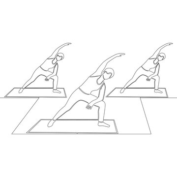 Continuous line drawing seniors doing exercise icon vector illustration concept