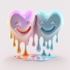 Sticker - two melted hearts