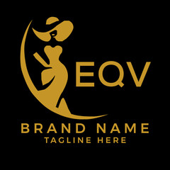 EQV fashion logo. EQV  Beauty fashion house. modeling dress jewelry. EQV fashion technology  Monogram logo design for entrepreneur and best business icon. 
