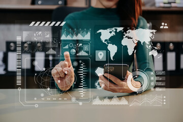 Wall Mural - financial report data of business operations balance sheet and income statement as fintech concept. 