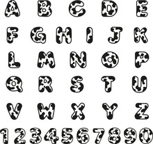 Cow Style Alphabet With Black Spots, Font