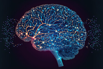 spread of digital brain connections. Artificial intelligence and the idea of neural networks. Concept for mapping the brain's neuronal connections and connectome. Generative AI