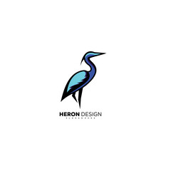 Wall Mural - heron logo mascot design gradient template