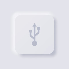 Wall Mural - USB symbol Icon, White Neumorphism soft UI Design for Web design, Application UI and more, Button, Vector.