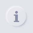 © aiinue - Information button icon, White Neumorphism soft UI Design for Web design, Application UI and more, Button, Vector.
