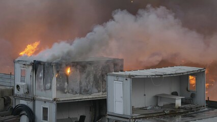 Container offices completely burnt in fire