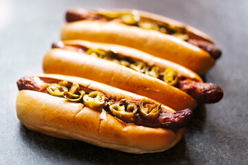 Poster - rustic american spicy chili hotdog