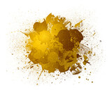 Fototapeta Do akwarium - gold paint splashes,  isolated white background