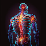 A man having acute pain in the back. Generative AI.
