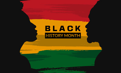 Wall Mural - Black history month banner. Vector illustration of a silhouette of a black woman and man on a colored background