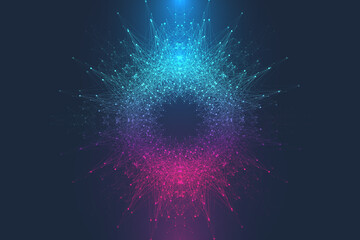 Digits abstract background with connected line and dots, web cover. Digital neural networks. Network and connection background for your presentation. Web graphic background, illustration.