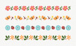 Spring decorative border collection. Seamless borders with floral elements, leaves and butterflies. Isolated elements. Vector illustration. Set 1 of 2.