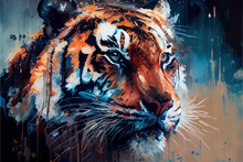 Oil Painting Of A Tiger Done With A Palette Knife Ai Art