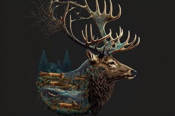 Poster - beautiful dear with big antler