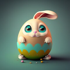 Wall Mural - funny cute rabbit made of easter egg, created with generative ai technology