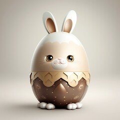Wall Mural - funny cute rabbit made of easter egg, created with generative ai technology