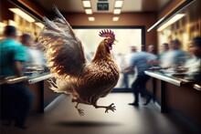 Rear View Of A Chicken Strike At A Fast Food Restaurant, Created With Generative AI Technology