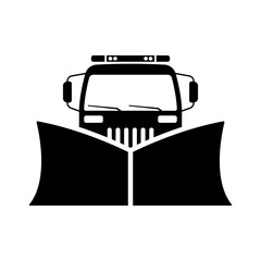 Snowplow icon. Snow blower. Black silhouette. Front view. Vector simple flat graphic illustration. Isolated object on a white background. Isolate.