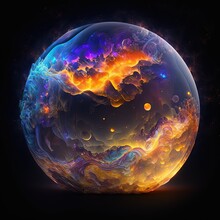  A Colorful Ball Of Fire And Water On A Black Background With A Black Background And A Black Background With A White Circle With A Blue Circle With A Red Center And Yellow Circle With A.