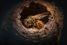  A Close Up Of A Bee In A Nest With A Black Background And A Black Background With A Black Background And A Yellow And Black Background With A Black Background And White Photo Of A.