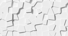 Random Shifted White Polygon Geometrical Small Prism Shaped Fracture Structure Pattern Background Wallpaper Banner