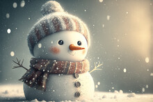 Little Snowman With Hat And Scarf Generative AI