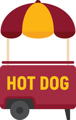 Poster - Hotdog kiosk icon flat vector. Cart food. Store snack isolated