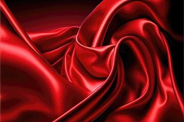 Wall Mural - Bright, colorful red silk pattern. messy and ruffled yet smooth, soft, and luxurious silk texture. Generative AI