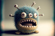 Funny little monster mascot, digital illustration