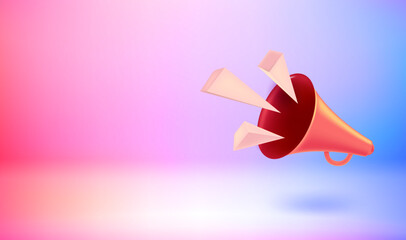 Poster - Announcement concept with loud speaker. Vector 3d banner with doodling
