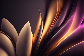 Wall Mural -  a computer generated image of a flower with a purple background and a gold and purple design on the bottom corner of the image is a dark background with a light and a few small white. Generative AI