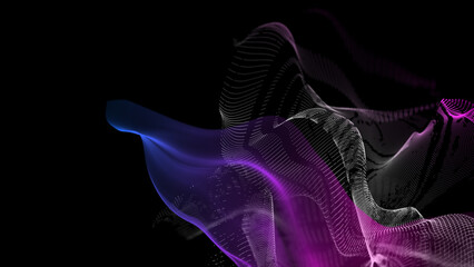 Wall Mural - textured wave of particles. visualization of technological connections. molecular connection of part