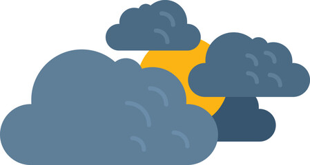 Sticker - Cloudy sun icon flat vector. Cold sunshine. Hot sky isolated