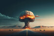 Atom bomb explosion and mushroom cloud exploding (Generative AI)