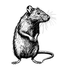 Rat Hand Drawn Sketch, Vector Illustration