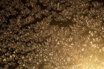 Wall Mural - snow frost in the form of natural patterns on the window pane against the background of the morning 