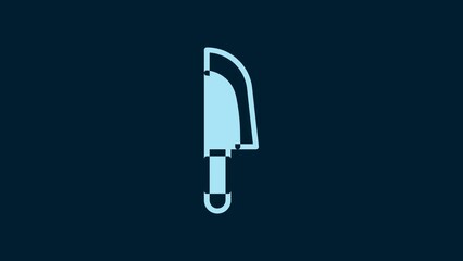 Wall Mural - White Knife icon isolated on blue background. Cutlery symbol. 4K Video motion graphic animation