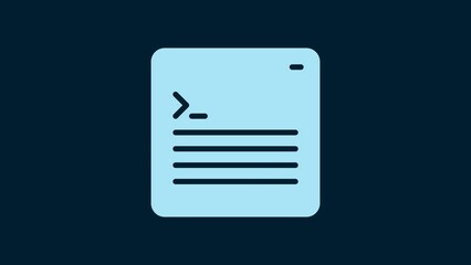 White Software, web developer programming code icon isolated on blue background. Javascript computer script random parts of program code. 4K Video motion graphic animation